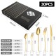 Gold Stainless Steel  Cutlery Set Dinner Knife Fork Spoon 30pcs Gift Set